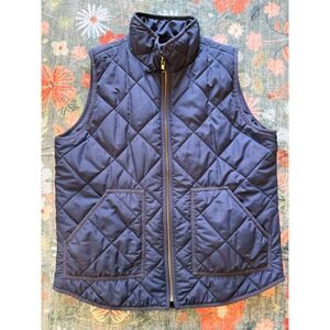 J.Crew‎ Mercantile Mens Navy Blue Diamond Quilted Full Zip Vest G7520 Size M